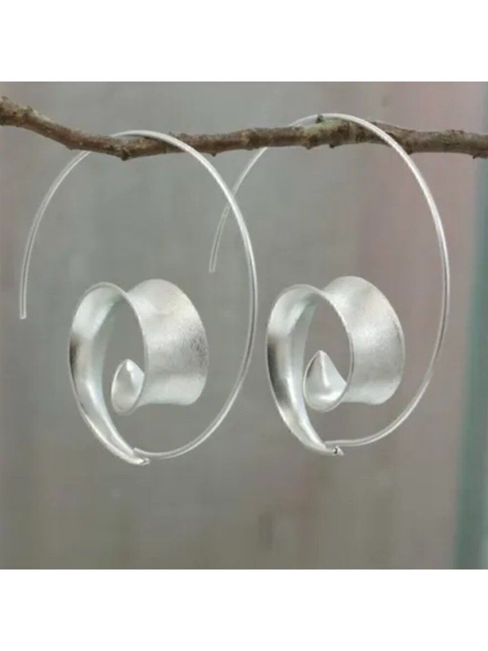 Silver Spiral Earrings #631
